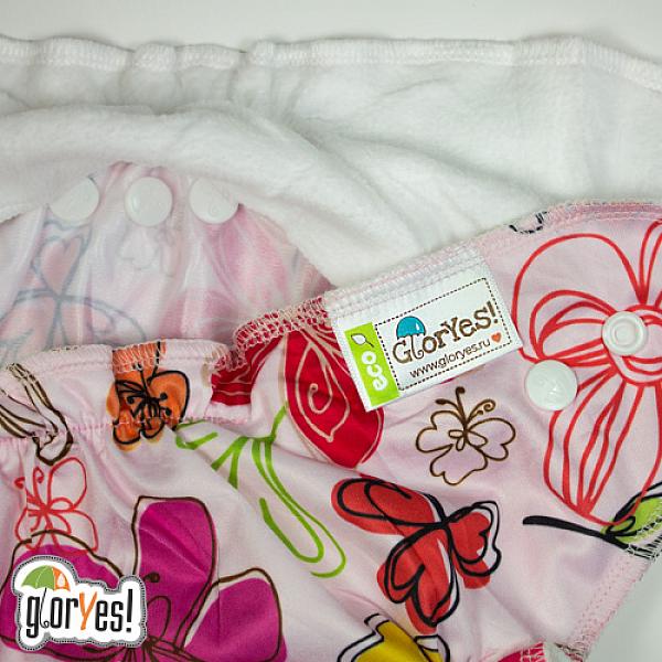Многоразовый подгузник GlorYes! CLASSIC+ Цветы 3-18 кг + два вкладыша от GlorYes! Многоразовый подгузник GlorYes! CLASSIC+ Цветы 3-18 кг + два вкладыша от GlorYes!