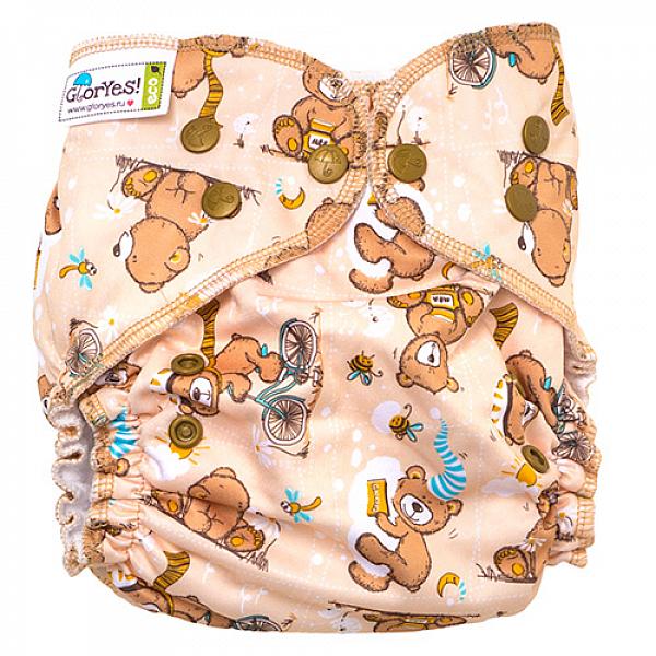 Многоразовый подгузник GlorYes! CLASSIC+ Медвежонок 3-18 кг + два вкладыша от GlorYes! Многоразовый подгузник GlorYes! CLASSIC+ Медвежонок 3-18 кг + два вкладыша от GlorYes!