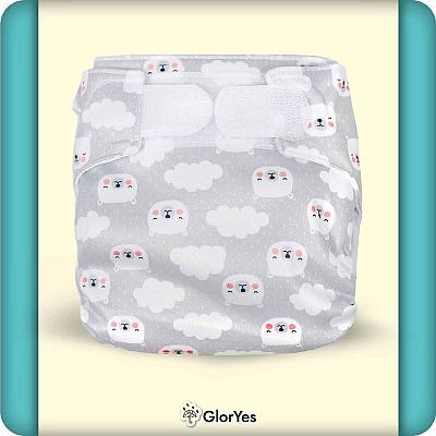 Многоразовый подгузник для новорожденных GlorYes! Воздушные мишки all-in-one