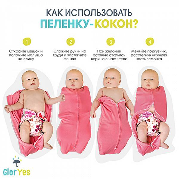 Пеленка-кокон GlorYes! (0-3,5 мес.) Розовый от GlorYes! Пеленка-кокон GlorYes! (0-3,5 мес.) Розовый от GlorYes!